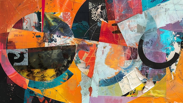 a colorful painting with a circle of different colors and a large circle of text