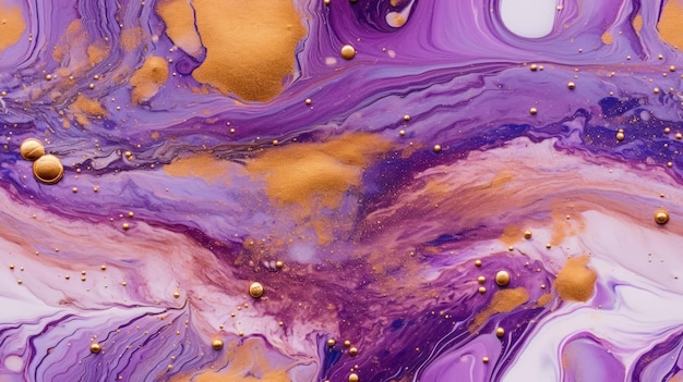 A colorful painting with gold and purple paint