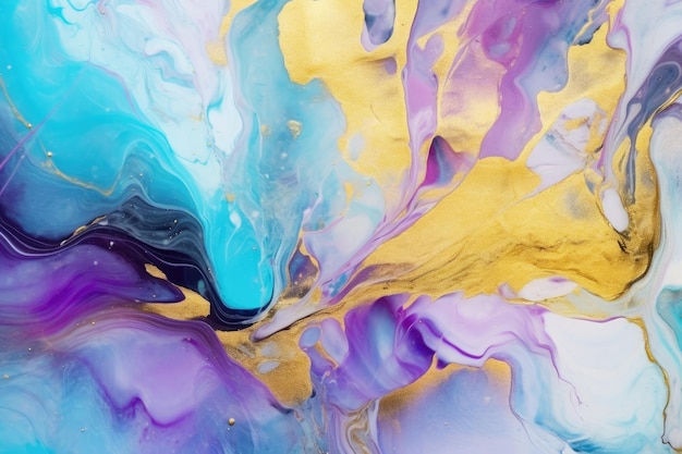 A colorful painting with a purple and gold swirl.