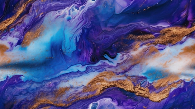 A colorful painting with a purple and gold swirl.