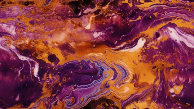 A colorful painting with a purple and orange swirls.