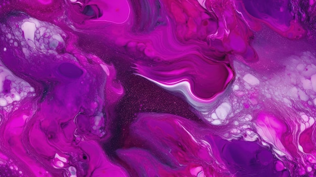 A colorful painting with purple and white paint that says'purple '