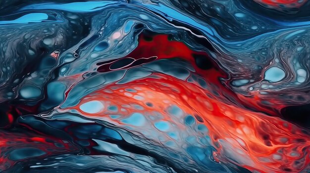 A colorful painting with red and blue colors