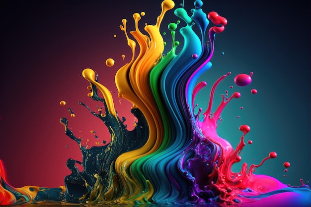 A colorful painting with a splash of liquid.