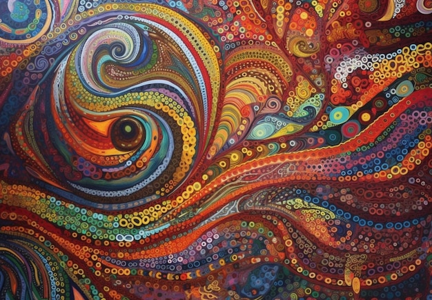 A colorful painting with a swirl of colors and swirls.