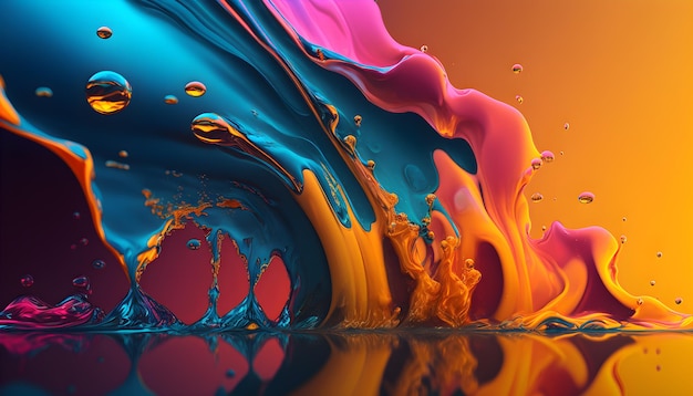 A colorful painting with a water droplet in the background