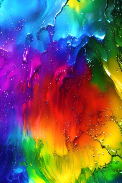 A colorful painting with the word rainbow on it