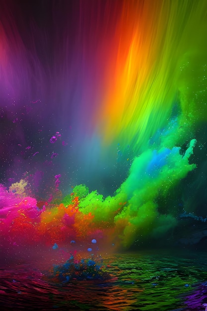 A colorful painting with the word rainbow on it