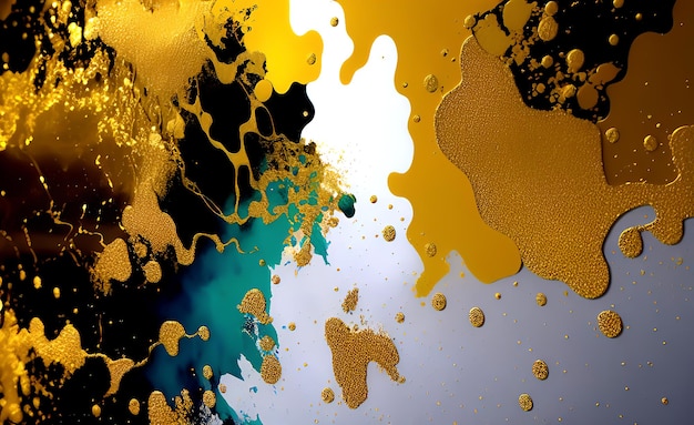 A colorful painting with yellow, blue, and black colors.
