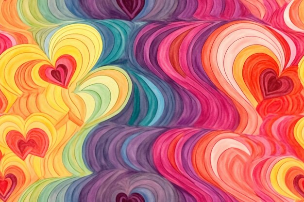 A colorful painting of a woman and a heart are on a colorful background.