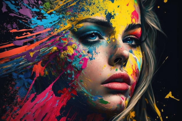 Colorful paintsprayed people photography ai generated