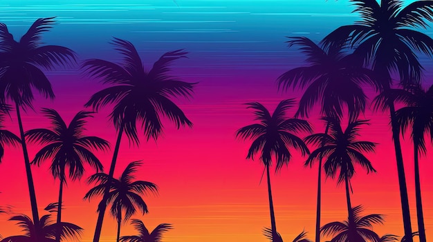 Colorful palm background Illustration AI GenerativexA