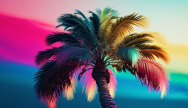 Colorful palm tree in summer Generative AI