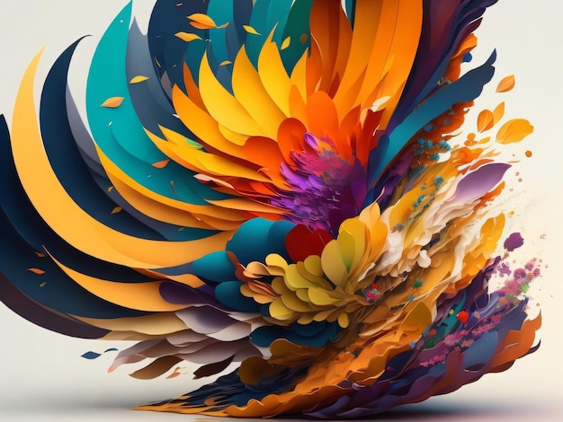 A colorful paper art with a large flower in the center.