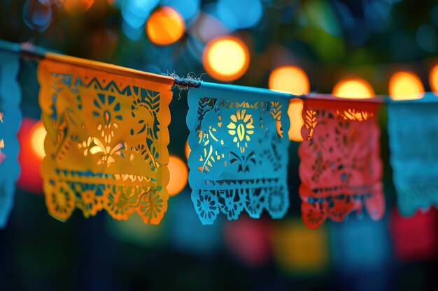 Красочные бумажные баннеры, развевающиеся как символ празднования