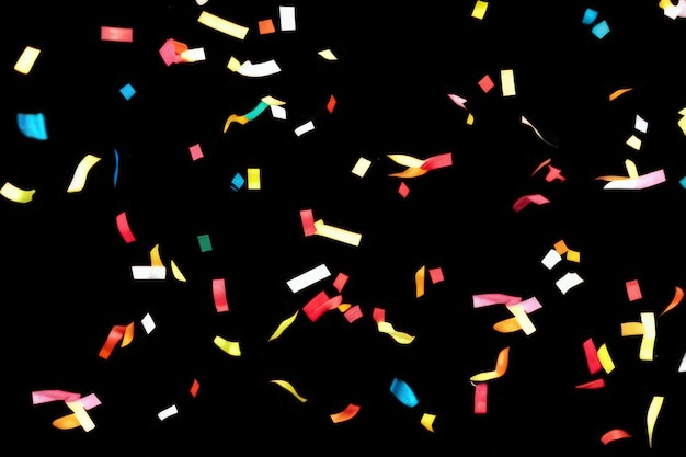 Photo colorful paper confetti on black background