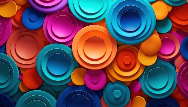 Foto sfondo di cerchi tagliati di carta colorata sfumature di colore vivaci impilamento morbido ai generativo