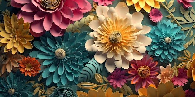 A colorful paper flower background with a floral background.