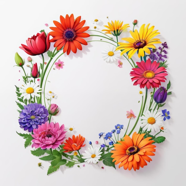 Colorful Paper Flower Wreath Generative AI