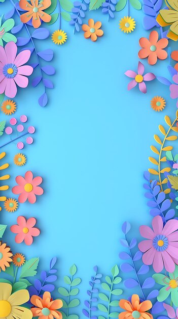 Colorful paper flowers background with copy space Phone wallpaper Tiktok videos Instagram or reels