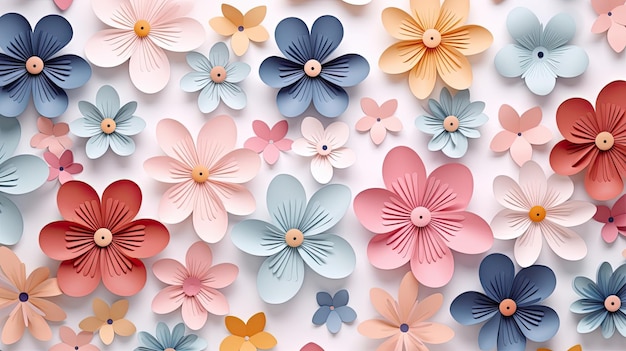 Colorful Paper Flowers Displayed on a Wall