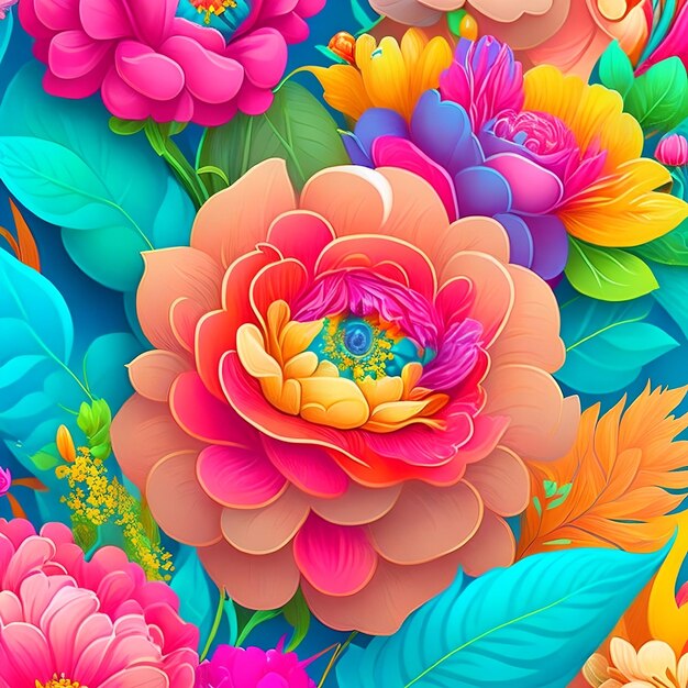 Colorful paper flowers with a colorful background