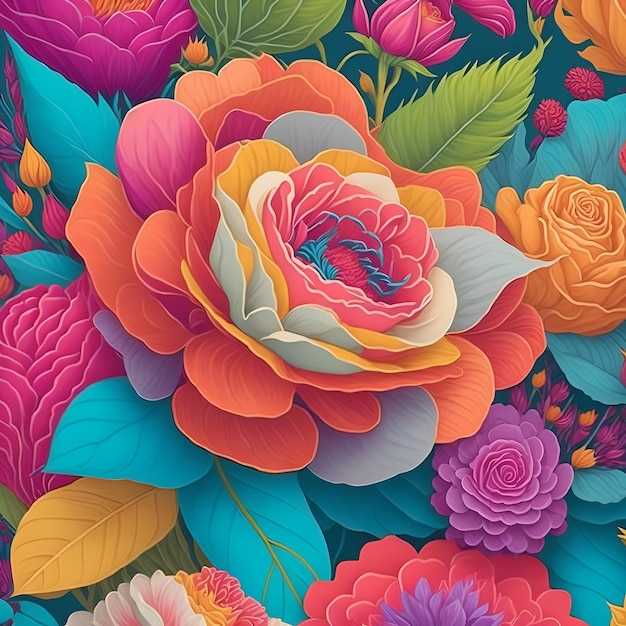 Colorful paper flowers with a colorful background