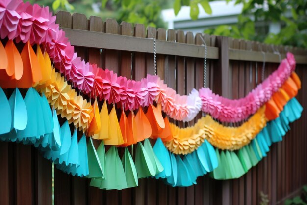 Colorful paper garlands for a birthday party