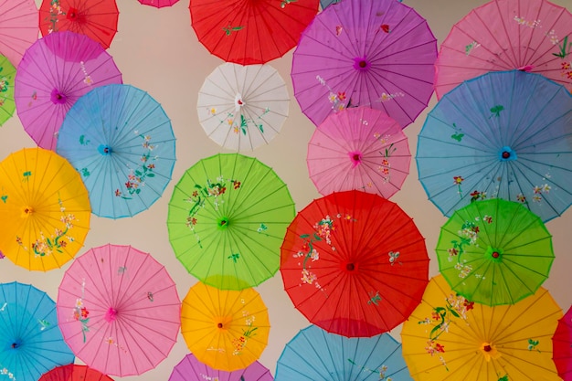 다채로운 종이 파라솔종이 우산 배경 텍스처
