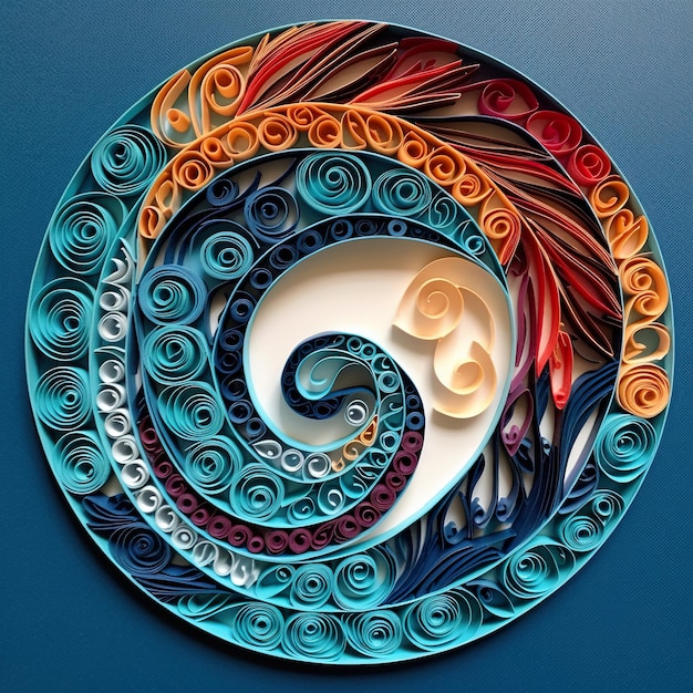 A colorful paper plate with a spiral design on it generative ai image