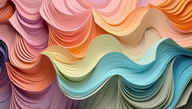 Colorful paper sheets arranged in pastel palette for creative background