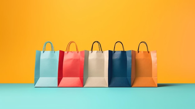 Colorful paper shopping bags with copy space