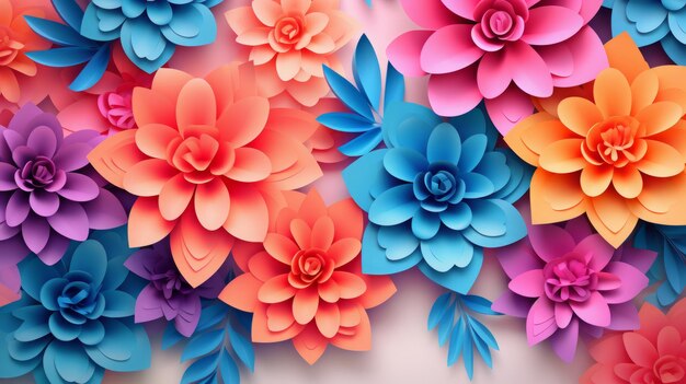 Photo colorful paper style flowers