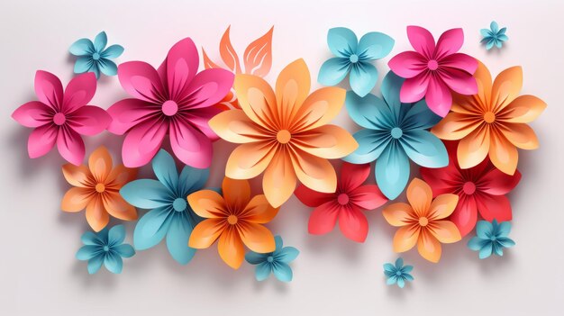 Colorful Paper Style Flowers