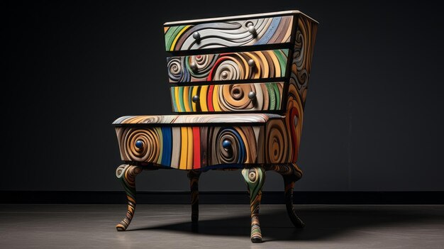 Photo colorful paper swivel chair inspired by lawren harris