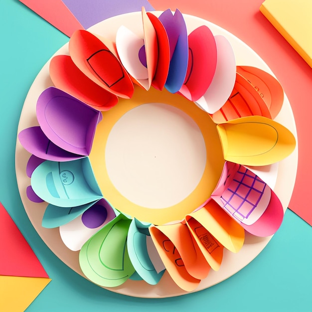 Foto una carta colorata con un cerchio al centro