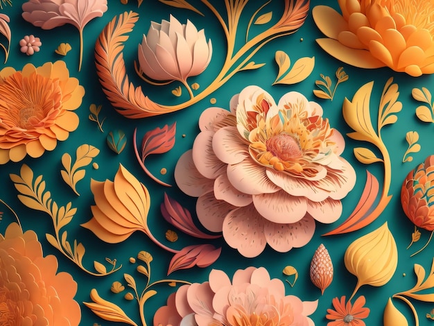 A colorful paper with flowers on it