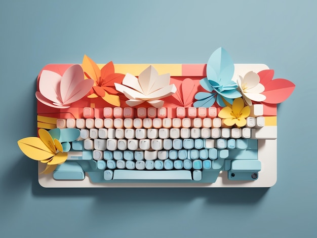 Foto colorful papercraft keyboard un divertente progetto d'arte informatica