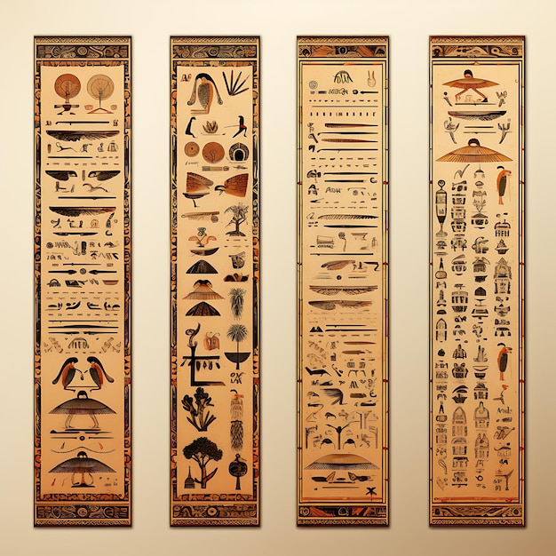 Colorful Papyrus Paper Light Brown Color Egyptian Hieroglyphs Style a creative concept idea design