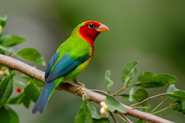 Photo colorful paroaria capitata bird perched on branch tanager family member