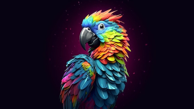 Colorful parrot cartoon generative ai