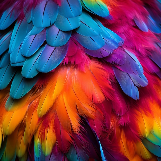 Photo colorful parrot feathers