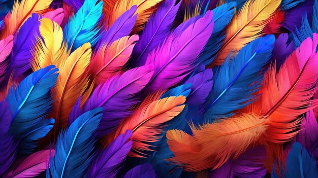 Photo colorful parrot feathers