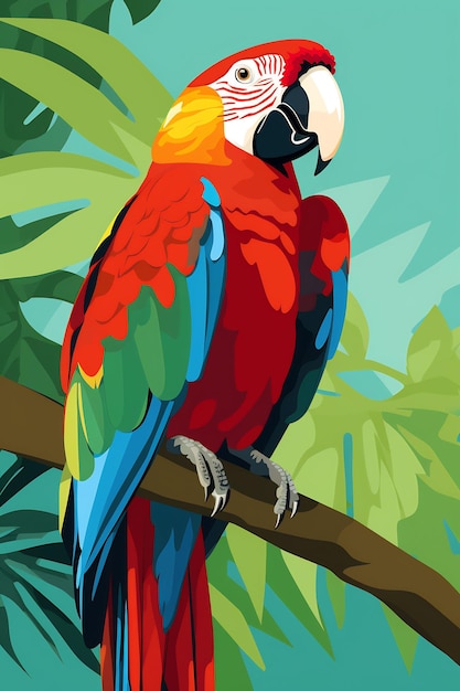 красочный попугай стоит на ветке