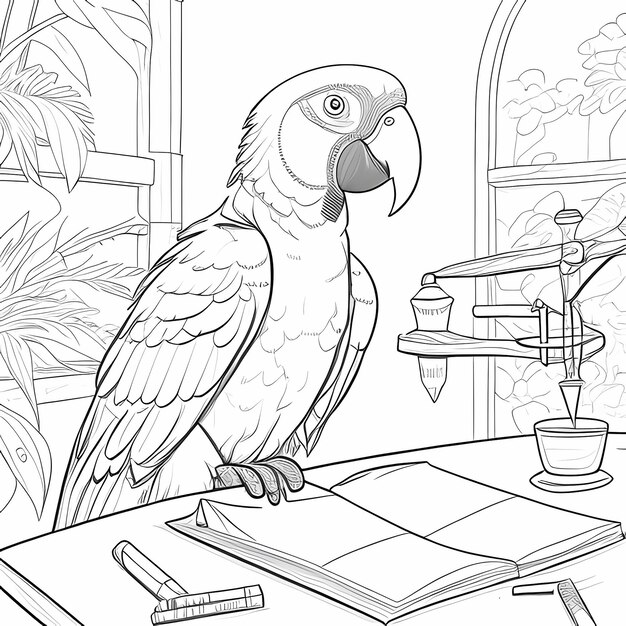 Photo colorful parrot md funfilled coloring book for kids