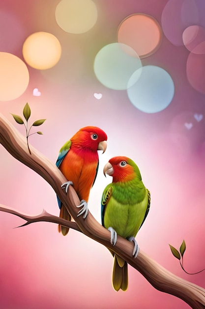 A colorful parrot and a parrot on a branch