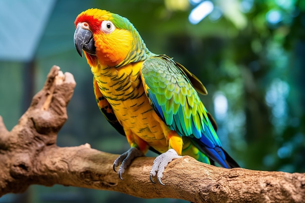 a colorful parrot perched on a tree branch AI generated