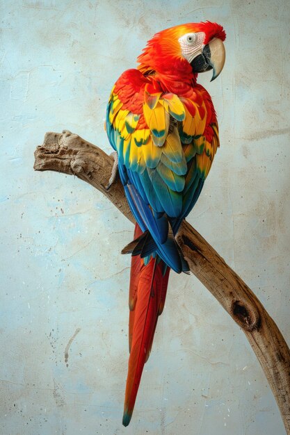 A colorful parrot perching on a branch