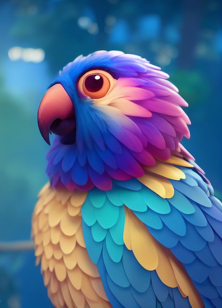 красочный портрет попугая - цифровая живопись.