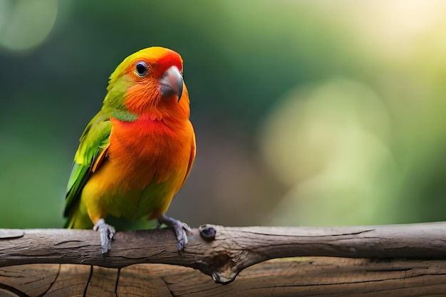 A colorful parrot sits on a branch.